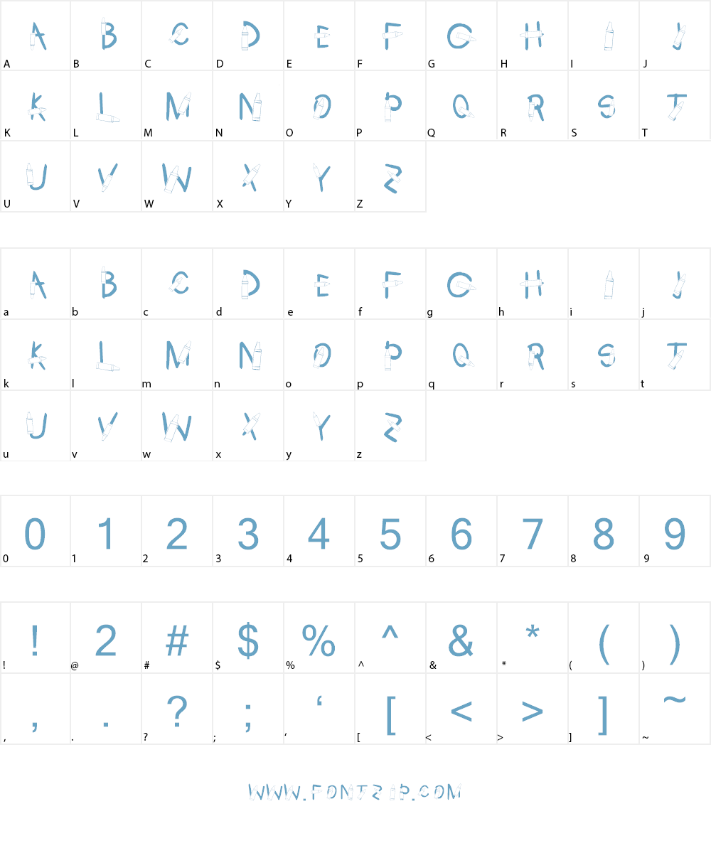 KR Crayons Font Character